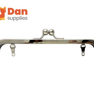7 inch 18cm  heavy weight rectangle bag purse frame clasp hardware with Chain loops glue in Purse making supplies Nickel