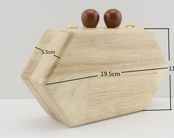 7 3/4 inch 19.5cm wood case box clutch bag purse frame