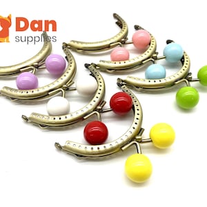 Set of  7 color  3 1/4 inch 8.5cm half round sew on Color beads coin bag purse pouch frame hardware supply  Anti bronze