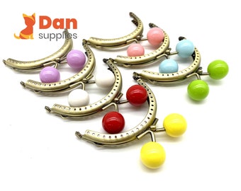 Set of  7 color  3 1/4 inch 8.5cm half round sew on Color beads coin bag purse pouch frame hardware supply  Anti bronze