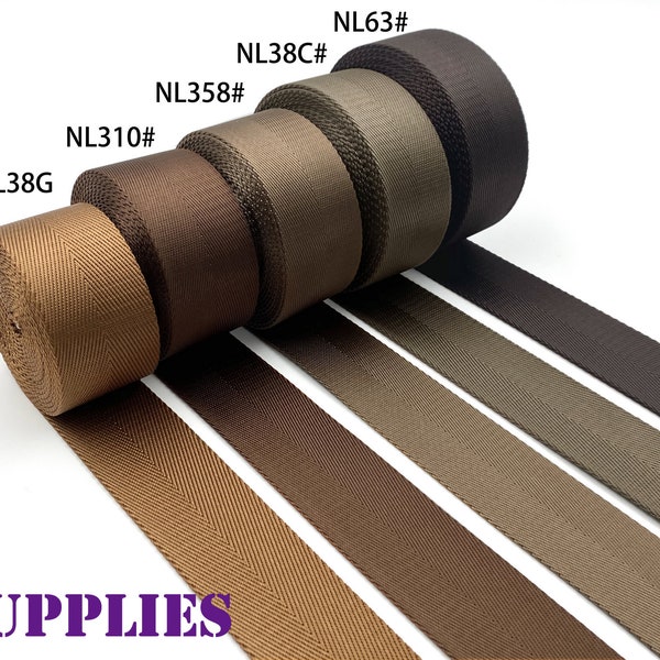 5 yards of 1 1/2 inch 38mm Brown coffee heavy weight Nylon webbing ribbon for belt bag purse strap key fob sold by the yard