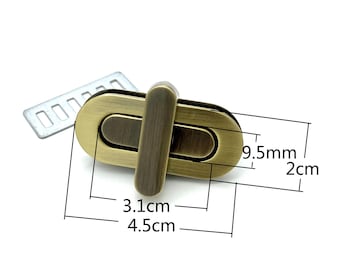 20mm x 45 mm Oval twist turn lock for purse bag wallet clutch making locks hardware Nickel Anti bronze Light gold gunmetal