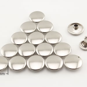 50 Sätze von 14 mm Flach Doppelkappe EISEN Nieten für Leder Puppe Geldbörse Tasche Schuhe Kleidung Nickel