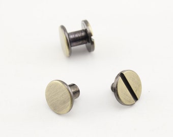 Solid Brass Chicago Screws: Leather Rivets, Concho Fasteners (9mm x 5mm)