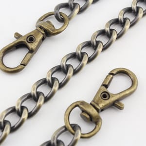 Tariff Free !106cm  (8mmx12mm) shoulder cross body chain for bag wallet purse handbag Chain strap with clip replacement  Anti bronze Nickel