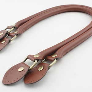 Pair of 22 inch sew in microfiber PU leather bag purse strap handles for purse bag making replacement brown