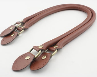 Pair of 22 inch sew in microfiber PU leather bag purse strap handles for purse bag making replacement brown