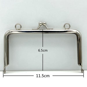 4 1/2  inch 11.5cm rectangle coin bag purse pouch frame glue in  hardware supply with chain loops  Nickel