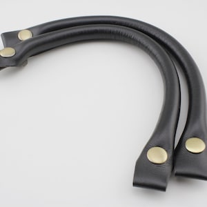 Pair of 12 inch  microfiber PU leather bag purse strap handles with snap fastener for purse bag making replacement Black Brown