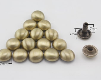 30 sets of 7mm double cap solid brass dome rivets for leather Doll purse bag shoes clothing  Anti bronze