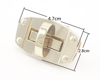 28mm x 47mm Rectangle twist turn lock for purse bag wallet clutch making locks hardware Light gold  Nickel