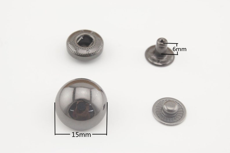 12.5mm 15mm 17mm 20mm 25mm Dome snap fastener Dome capped snap fastener studs Gunmetal 15mm 16sets