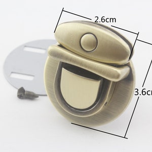 26mm x 36mm Press tongue thumb latch lock  clutch purse handbag Bag lock Anti bronze Nickel