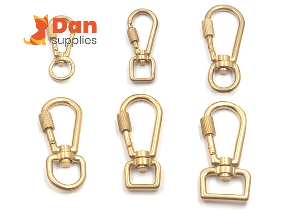 Solid Brass Swivel Rotating Locking Carabiner Hook Clip for Dog Leash Bag  Purse Making Hardware Supplies 