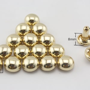 25 / 30 Sätze von 8mm Doppelkappe solide Messing Kuppel Nieten für Leder Puppe Geldbörse Tasche Schuhe Kleidung Anti Bronze Nickel Gold