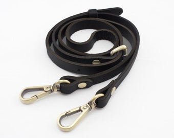 118CM 46.5 inch Adjustable genuine leather  shoulder crossbody bag purse strap with hooks replacement Silver hardware