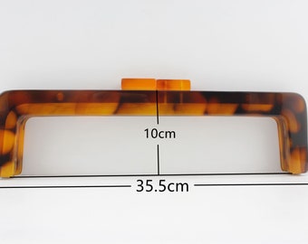 14 inch 35.5cm rectangle Glue in  Acrylic resin bag purse frame Tortoise