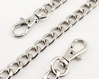 55cm Nickel Purse Chain Strap with Clips (8mmx12mm)