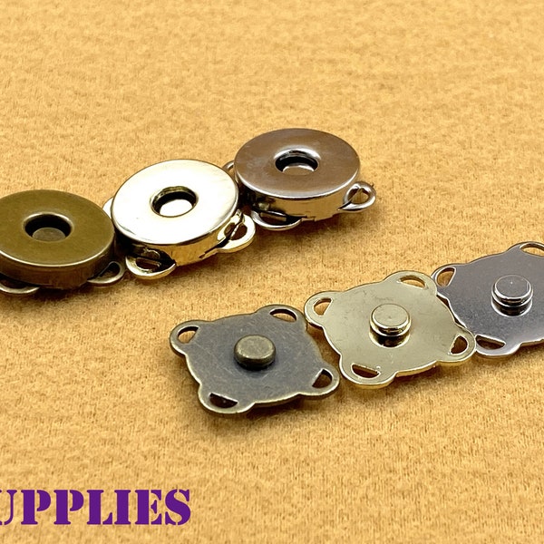 20 sets of 10mm Sew on thin  magnetic snap leather closures magnetic snaps clasps for purse bag clutch wallet