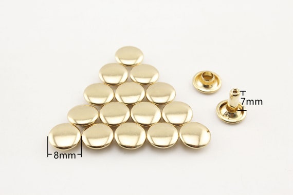 8mm Flat Double Cap Solid Brass Rivets, Solid Brass Leather Rivets