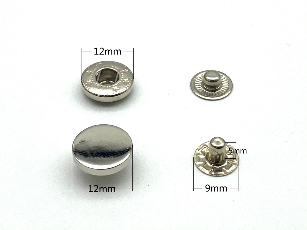 14 Sets of 12mm Flat Cap Zinc Alloy Snap Fastener Buttons Washable