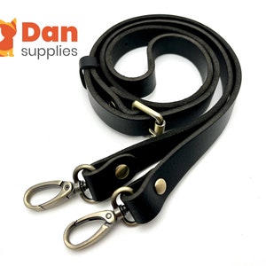 46.5 inch 118CM  genuine leather cross body bag strap replacement black Nickel / Anti bronze