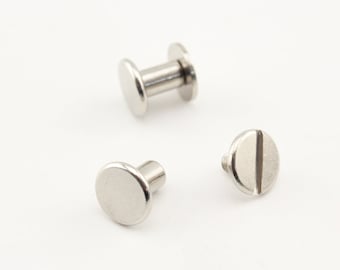 20 / 25 sets of 9mm x 6mm Solid brass Chicago screws Concho screw rivet  leather fasteners Nickel Anti bronze