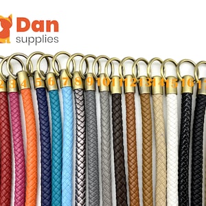 18 color to choose  - Pair of 25 inch 63.5cm Braided faux PU Leather cope bag purse handles  Anti bronze hardware