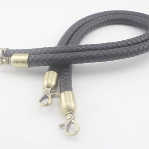 Paar von 25 Zoll 63,5 cm Geflochtene faux PU-Leder zu bewältigen Tasche Geldbörse Griffe mit Haken Ersatz Anti Bronze Hardware Schwarz