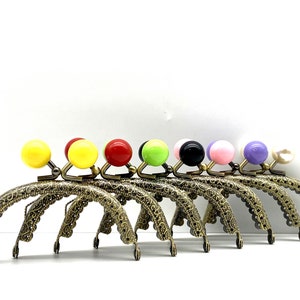 Set of  7 color  3 3/8 inch 8.5cm half round sew on Color beads coin bag purse pouch frame hardware supply  Anti bronze