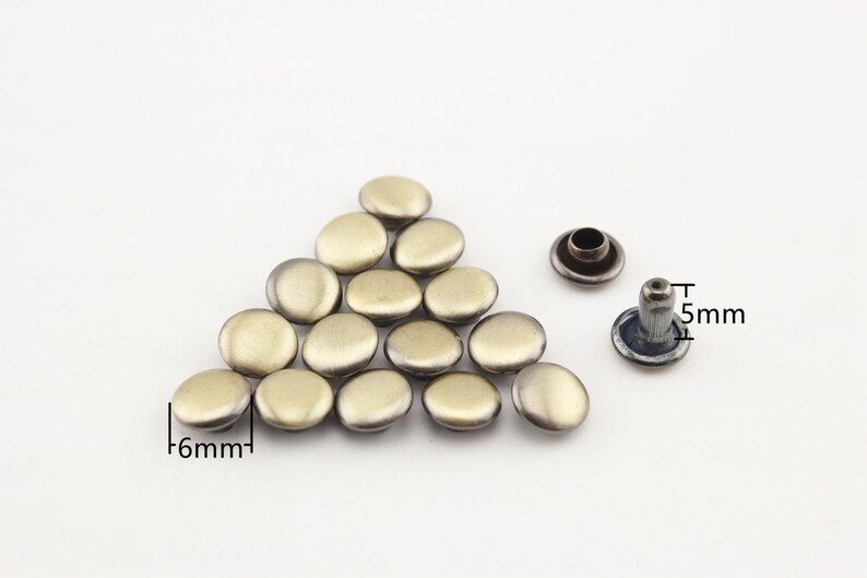 50 Sets of 6mm Flat Double Cap Solid Brass Rivets for Leather Etsy