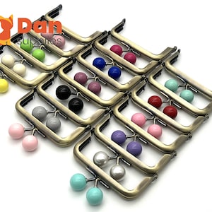Set of  16 color  3 inch 8cm half round glue on Color beads coin bag purse pouch frame hardware supply  Anti bronze
