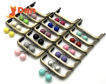 Set of  16 color  3 inch 8cm half round glue on Color beads coin bag purse pouch frame hardware supply  Anti bronze