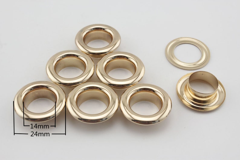 40 sets of 14mm inner size stainless brass washable eyelets grommets for leather purse shoe paper Anti bronze Nickel Gunmetal gold Gold 0AB17
