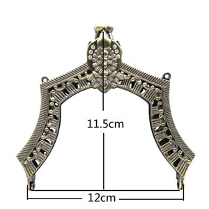 4 3/4 inch 12 cm Vintage fancy Zinc alloy Emboss screws on coin bag purse pouch frame hardware supply Anti bronze image 2