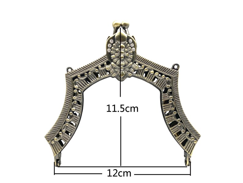 4 3/4 inch 12 cm Vintage fancy Zinc alloy Emboss screws on coin bag purse pouch frame hardware supply Anti bronze image 2