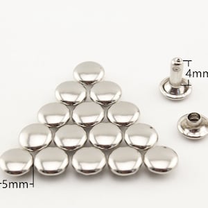 50 Sätze von 5mm flache Doppelkappe massive Messing Nieten für Leder Puppe Geldbörse Tasche Schuhe Kleidung Anti Bronze Gold Nickel Gunmetal Dull Nickel