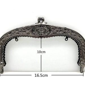 6 1/2 inch 16.5 cm Vintage fancy Zinc alloy Emboss screw on coin bag purse pouch frame hardware supply gunmetal Anti bronze image 8