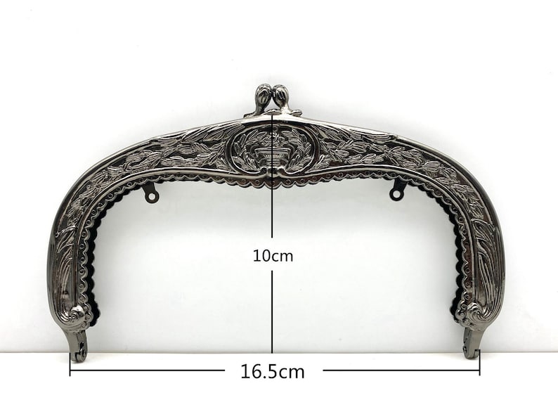 6 1/2 inch 16.5 cm Vintage fancy Zinc alloy Emboss screw on coin bag purse pouch frame hardware supply gunmetal Anti bronze image 8