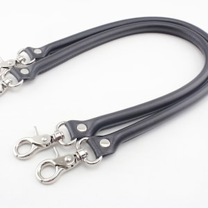 Pair of 21.5 inch microfiber PU leather bag purse strap handles with hooks for purse bag making replacement Black