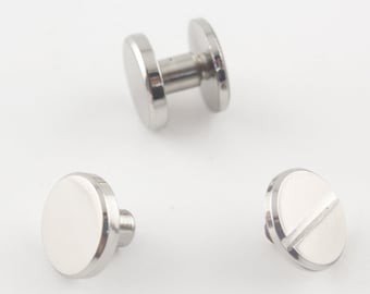 20 juegos de tornillos Chicago de latón macizo de 11 mm x 5 mm, sujetadores de cuero con remaches de tornillo Concho, níquel, oro claro, bronce de cañón