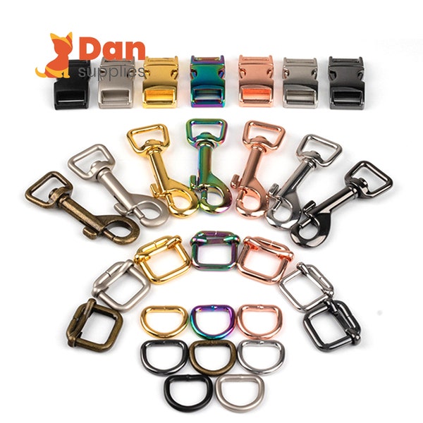 High quality ! Swivel hook ,buckle , D ring kit for Pet Dog collar leash hardware kit personalized making