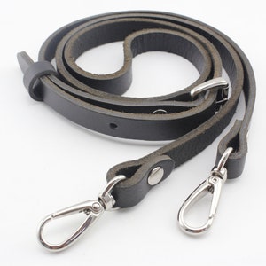 118CM 46.5 inch Adjustable genuine leather  shoulder crossbody bag purse strap with hooks replacement Nickel  hardware