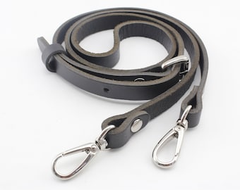 118CM 46.5 inch Adjustable genuine leather  shoulder crossbody bag purse strap with hooks replacement Nickel  hardware