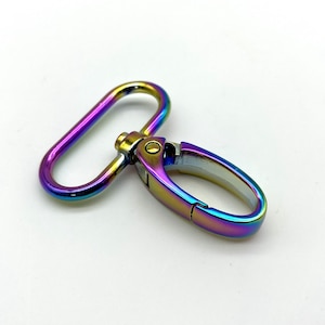 6pcs of 1 1/4 inch 32mm rainbow  Oval Wide Push Gate Snap swivel Hooks for handbag purse strap handlesbag clasp replacement