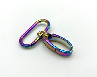 6pcs of 1 1/4 inch 32mm rainbow  Oval Wide Push Gate Snap swivel Hooks for handbag purse strap handles