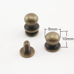 10 Sets von 9 mm Massivem Messing Rundkopf Knopf Ohrstecker Nieten Screwback Spots Schlitzschrauben Nagel Niete Für Leder schneller