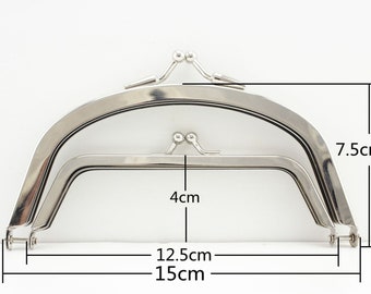 6 Zoll 15cm halbe Runde Doppeltasche Kleber in Tasche Geldbörse BeutelRahmen mit Griffen Hardware Versorgung Nickel