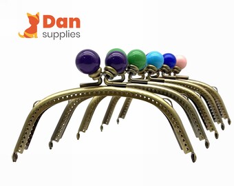 Set of 5 color 5 inch 12.5cm color balls rectangle heart clasp sew on coin purse pouch frame Anti  bronze