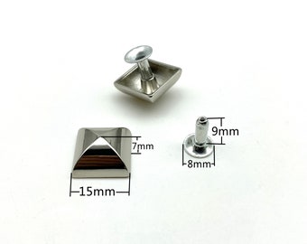 20 Sets of Iron 15mm High Cup Decorative Pyramid Head Studs Rivets